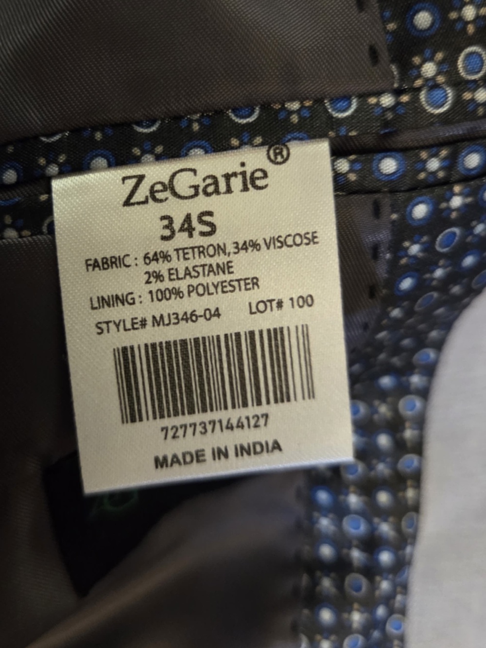 Zegarie Men's Light Gray Single-Breasted 2 button Blazer - Classic Tailored Look - Picture 5 of 5